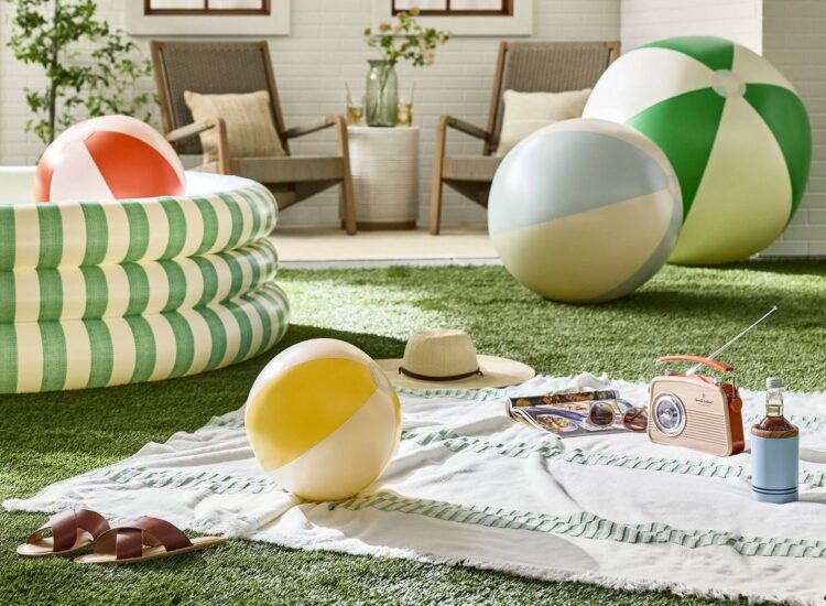 Backyard Fun - Kids Outdoor Play Finds - Summer - Hearth & Hand with Magnolia Beach Balls and Stripe Pool - GLITTERINC.COM