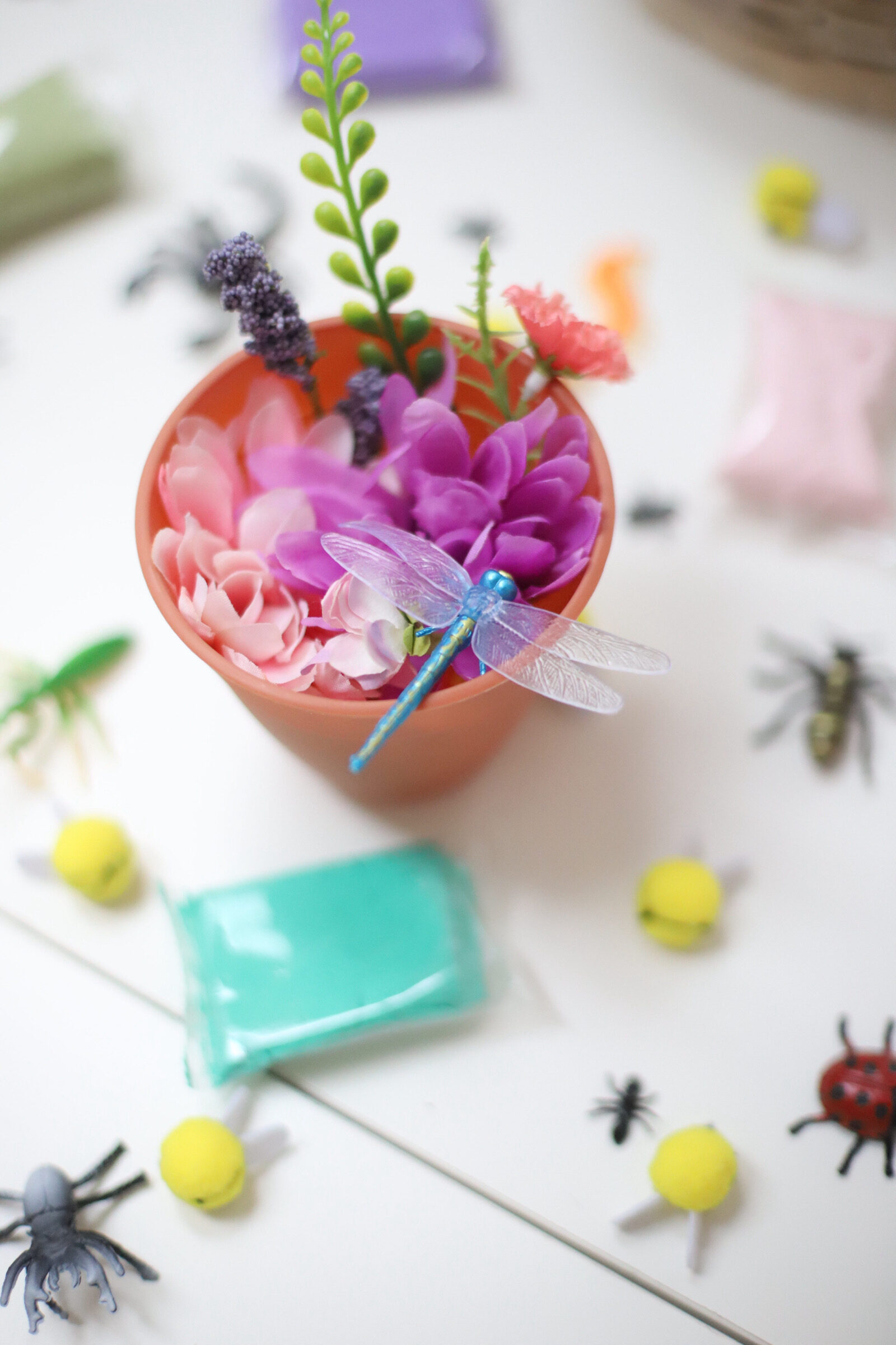 Bug-tastic Bug-themed kids birthday party decor and party activity - Bug Terrarium Craft and Bug Butterfly Dress-up Station - GLITTERINC.COM