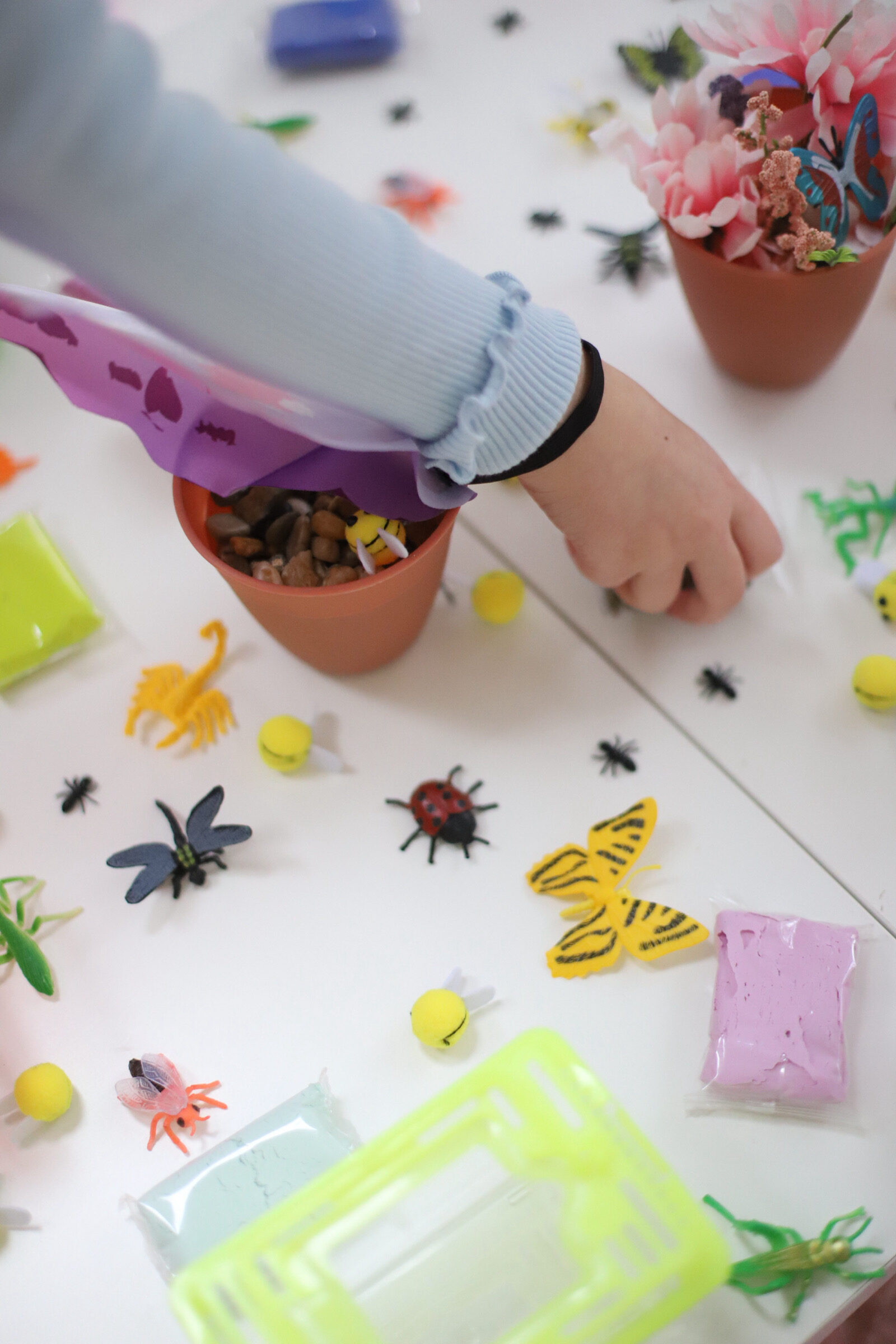 Bug-tastic Bug-themed kids birthday party decor and party activity - Bug Terrarium Craft and Bug Butterfly Dress-up Station - GLITTERINC.COM