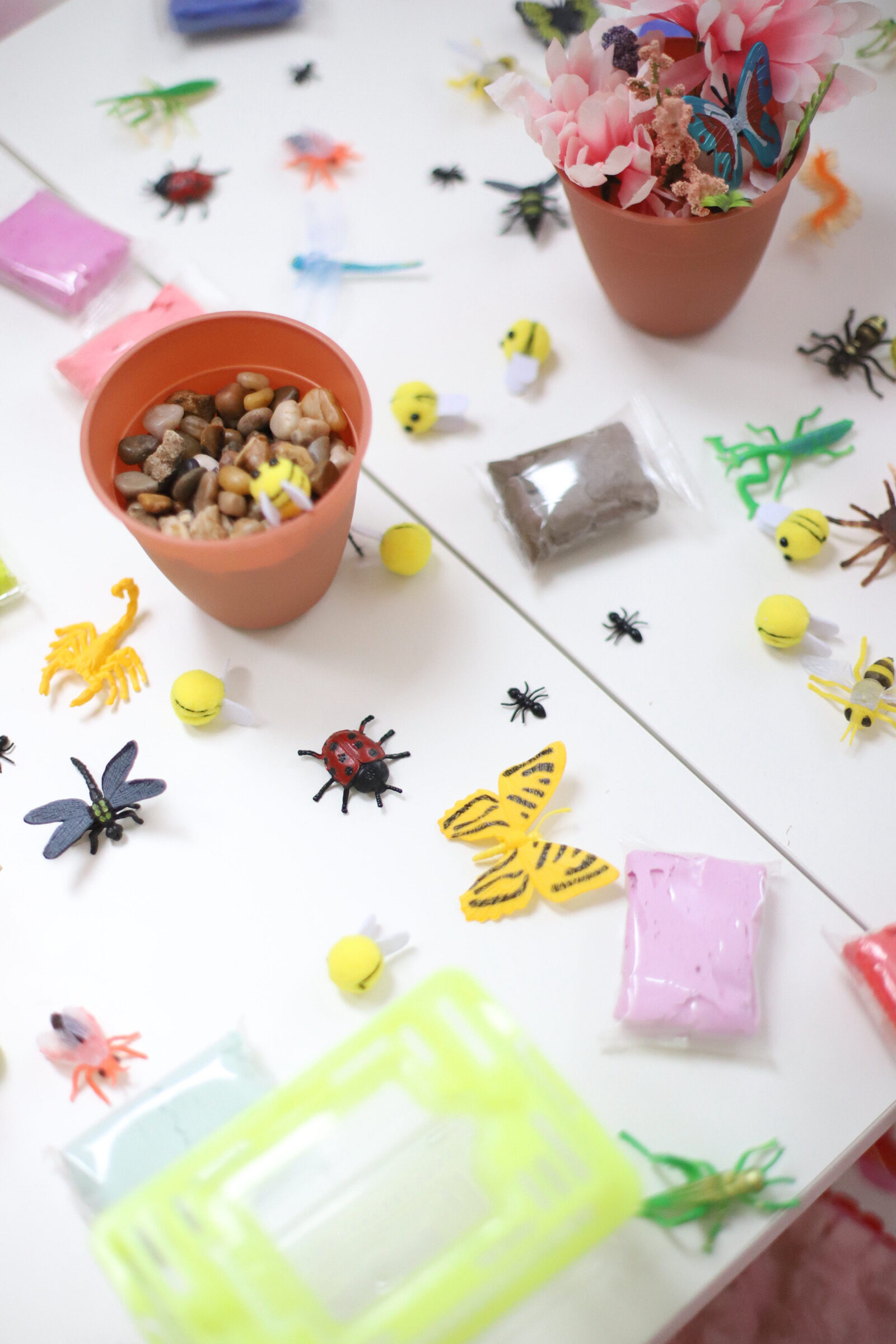 Bug-tastic Bug-themed kids birthday party decor and party activity - Bug Terrarium Craft and Bug Butterfly Dress-up Station - GLITTERINC.COM