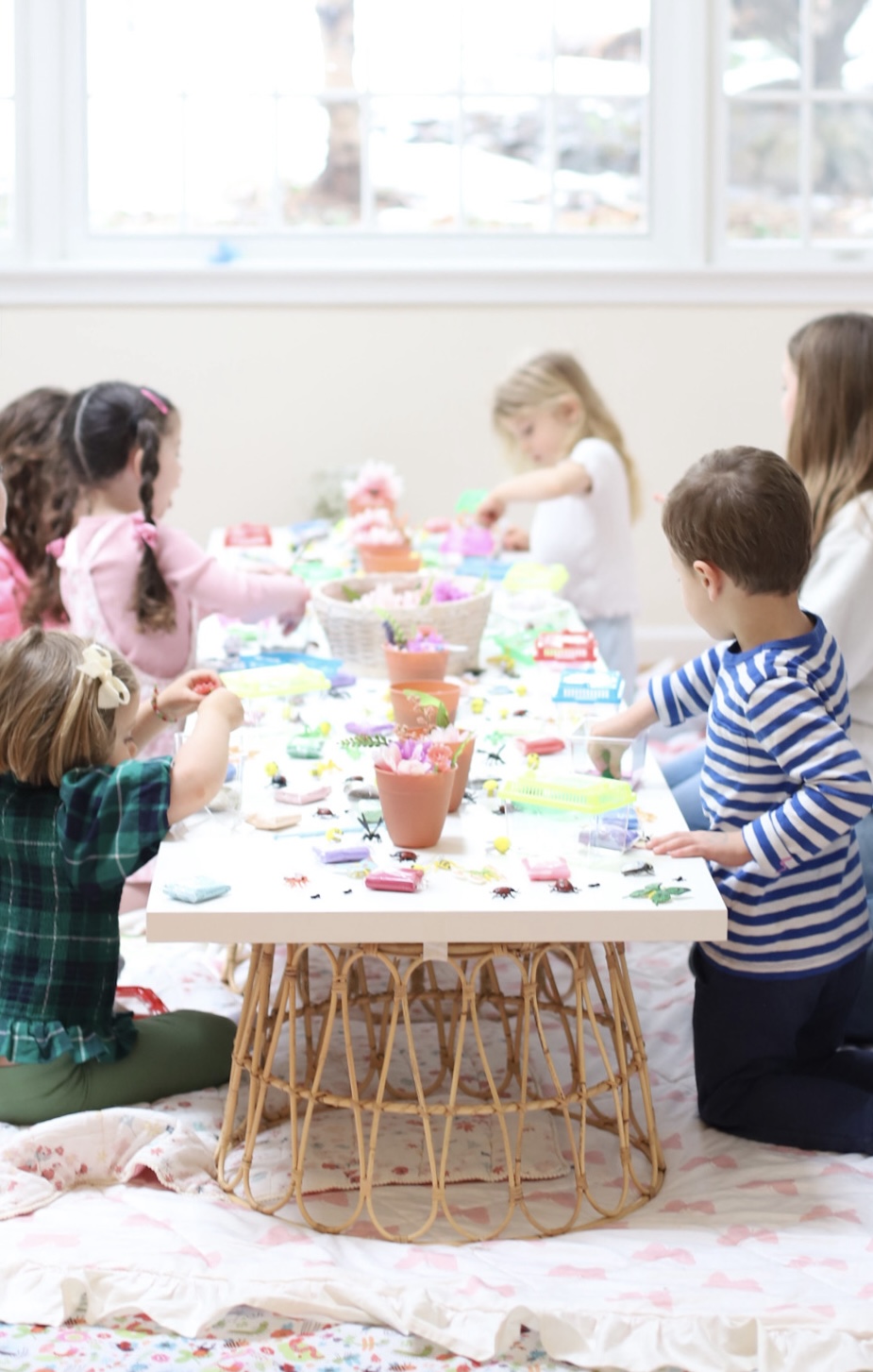 Bug-tastic Bug-themed kids birthday party decor and party activity - Bug Terrarium Craft and Bug Butterfly Dress-up Station - GLITTERINC.COM